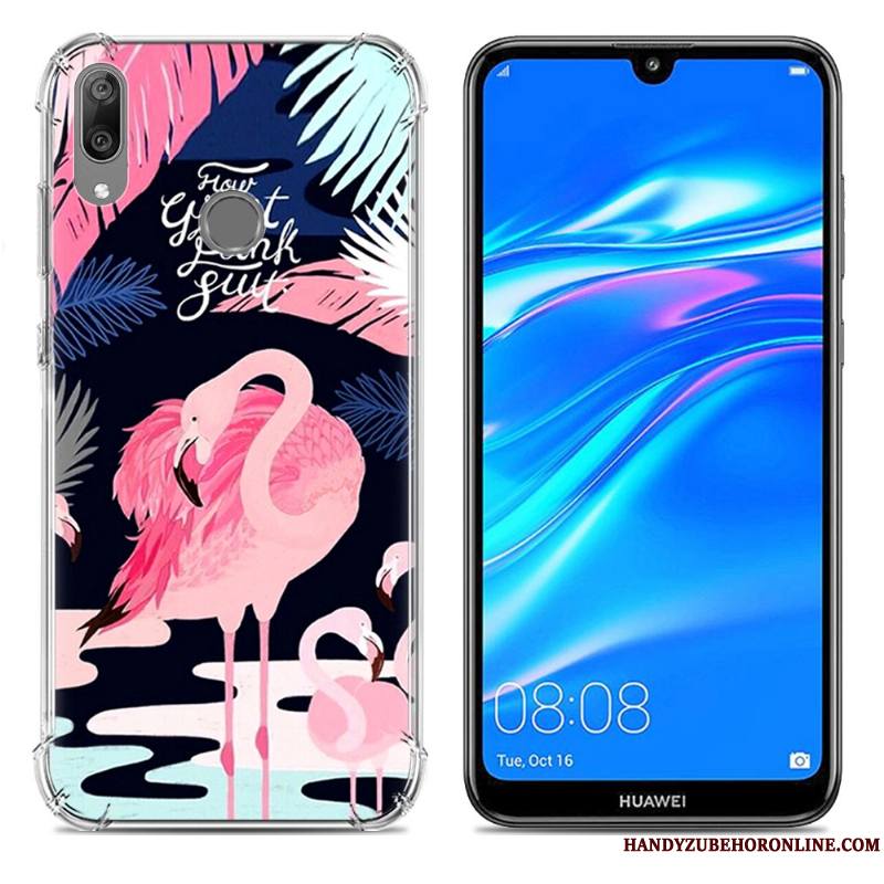 Huawei Y7 2019 Téléphone Portable Étui Fluide Doux Incassable Coque Créatif Bleu