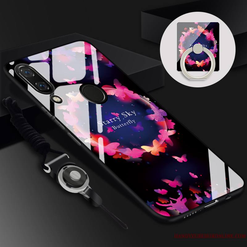 Huawei Y7 2019 Étui Coque De Téléphone Tempérer Dessin Animé Noir Tendance Silicone