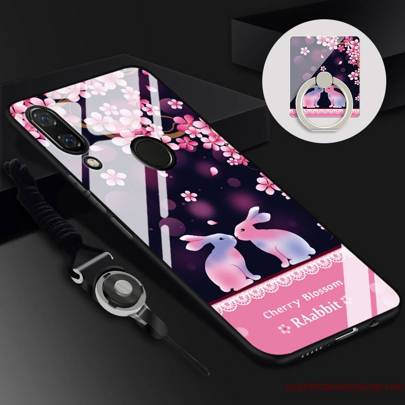 Huawei Y7 2019 Étui Coque De Téléphone Tempérer Dessin Animé Noir Tendance Silicone