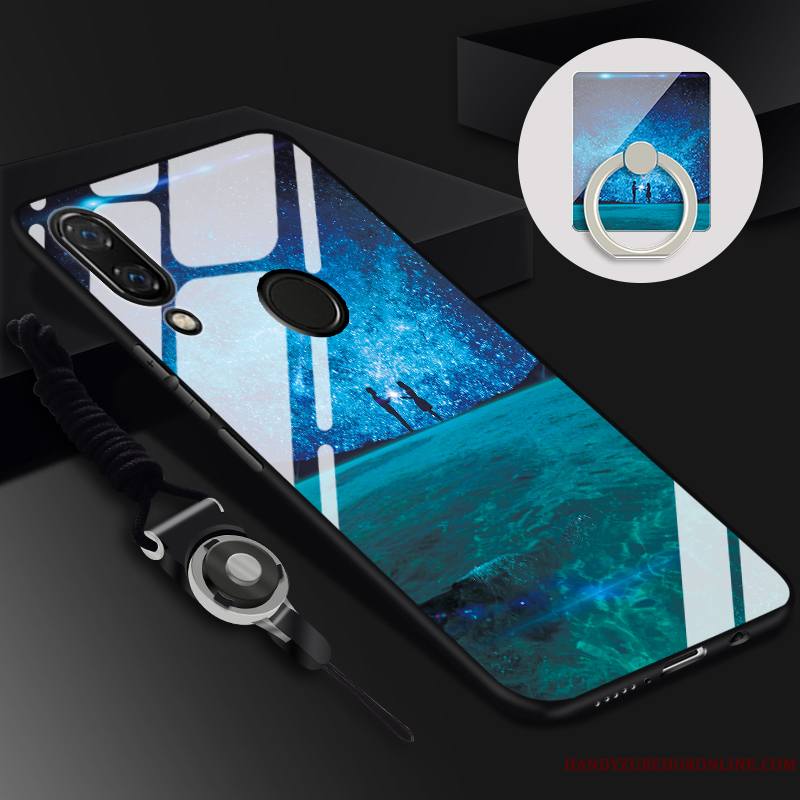 Huawei Y7 2019 Étui Coque De Téléphone Tempérer Dessin Animé Noir Tendance Silicone