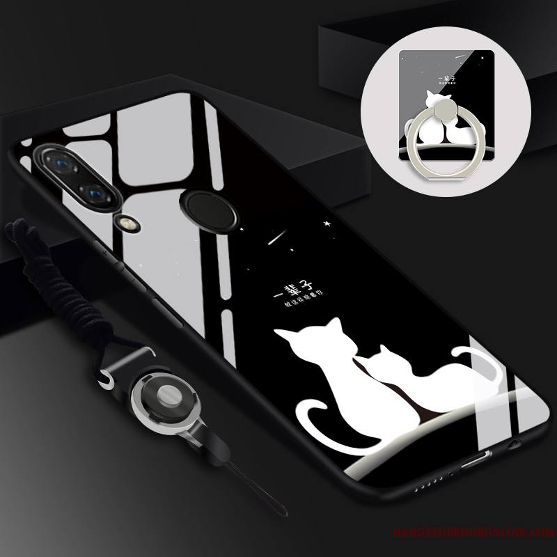 Huawei Y7 2019 Étui Coque De Téléphone Tempérer Dessin Animé Noir Tendance Silicone