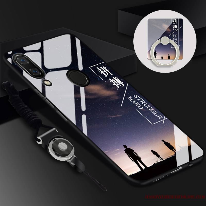 Huawei Y7 2019 Étui Coque De Téléphone Tempérer Dessin Animé Noir Tendance Silicone