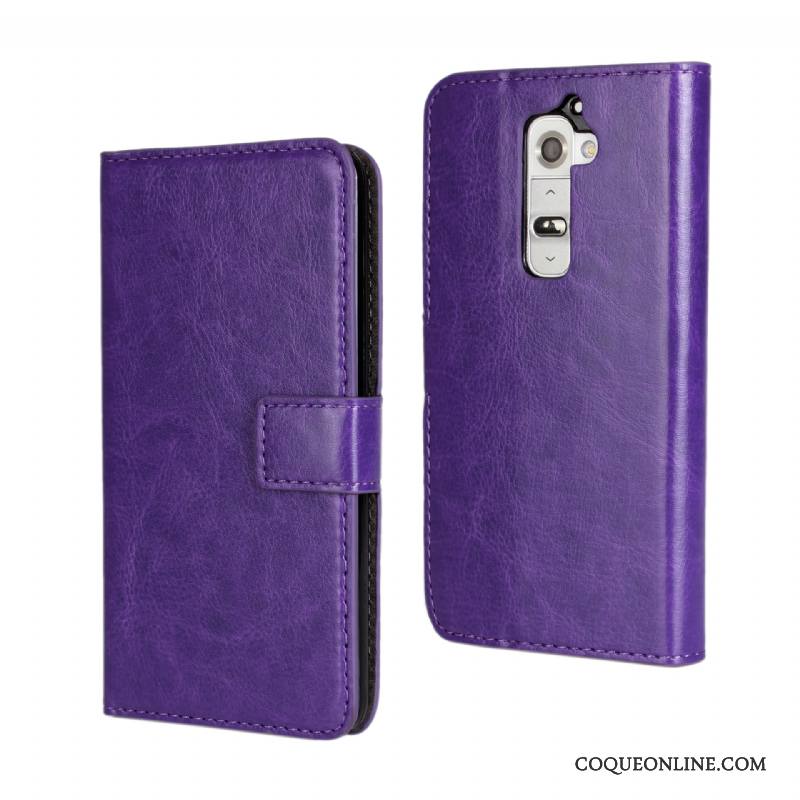 Lg G2 Carte Housse Étui Coque De Téléphone Violet Portefeuille Téléphone Portable