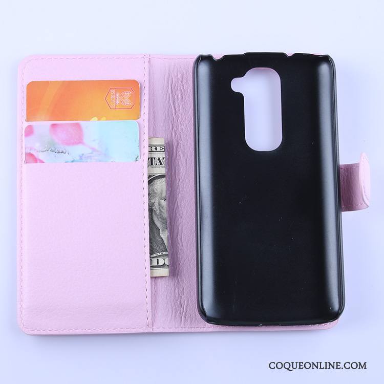 Lg G2 Housse Carte Support Coque De Téléphone Noir Protection Étui En Cuir