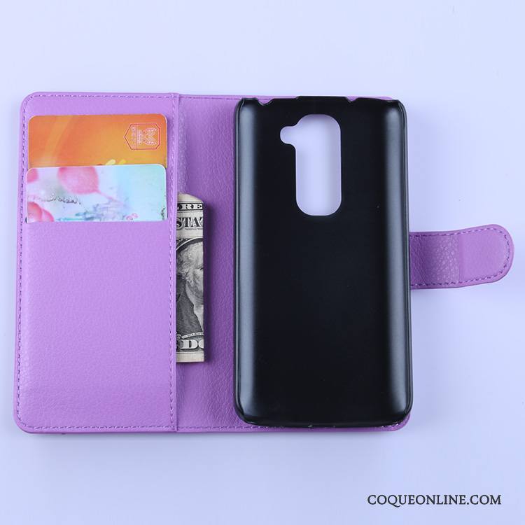 Lg G2 Housse Carte Support Coque De Téléphone Noir Protection Étui En Cuir