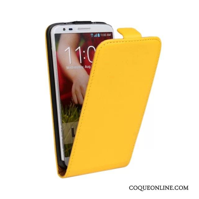 Lg G2 Protection Étui En Cuir Coque De Téléphone Téléphone Portable Cuir Véritable Jaune