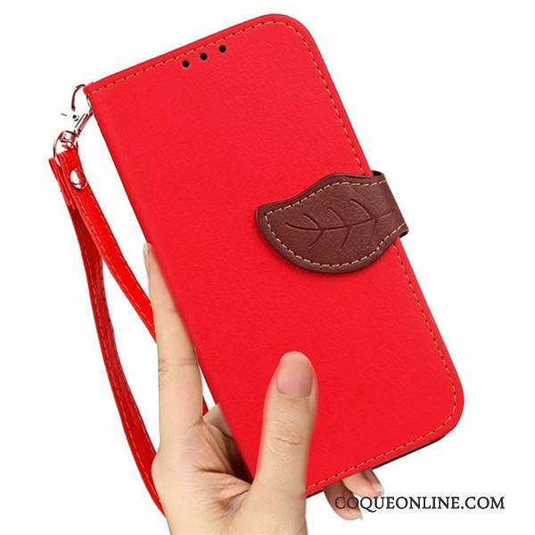 Lg G2 Étui En Cuir Protection Téléphone Portable Rouge Coque Portefeuille Housse