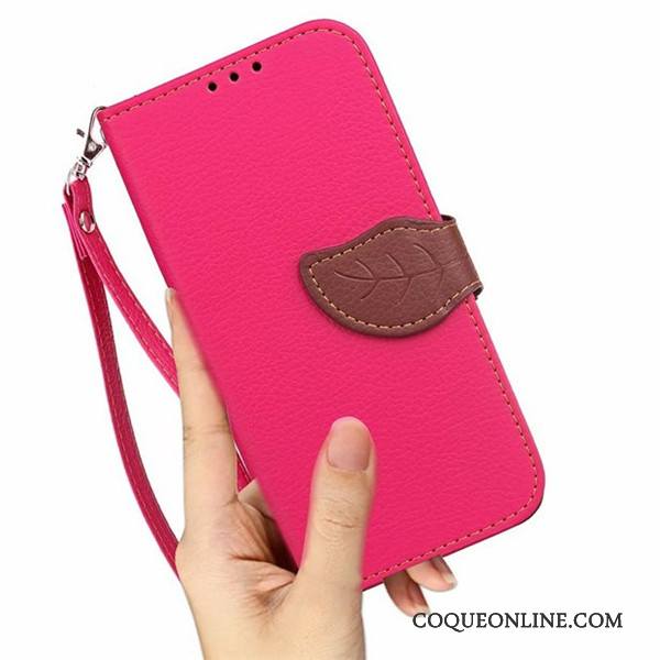 Lg G2 Étui En Cuir Protection Téléphone Portable Rouge Coque Portefeuille Housse