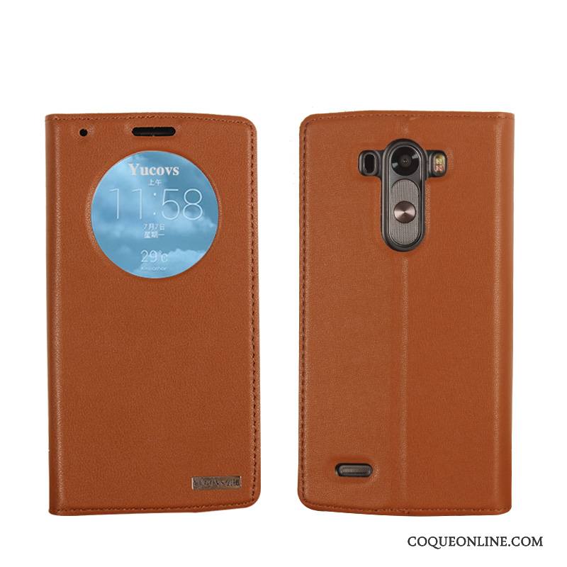 Lg G3 Vert Téléphone Portable Dormance Coque Cuir Véritable Étui Protection