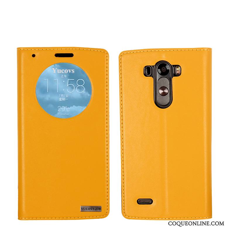 Lg G3 Vert Téléphone Portable Dormance Coque Cuir Véritable Étui Protection