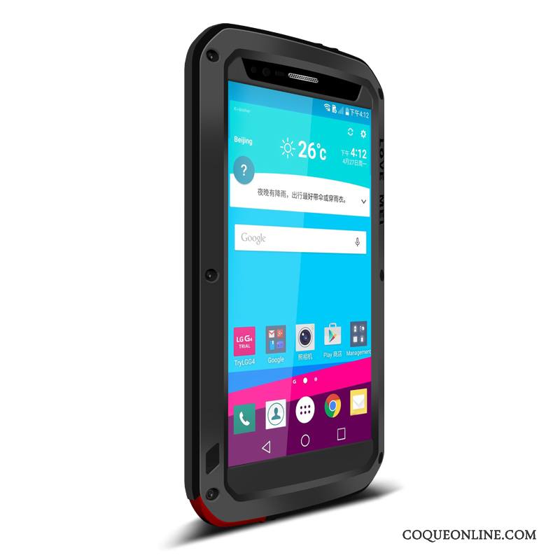 Lg G4 Border Métal Protection Incassable Rouge Coque Trois Défenses