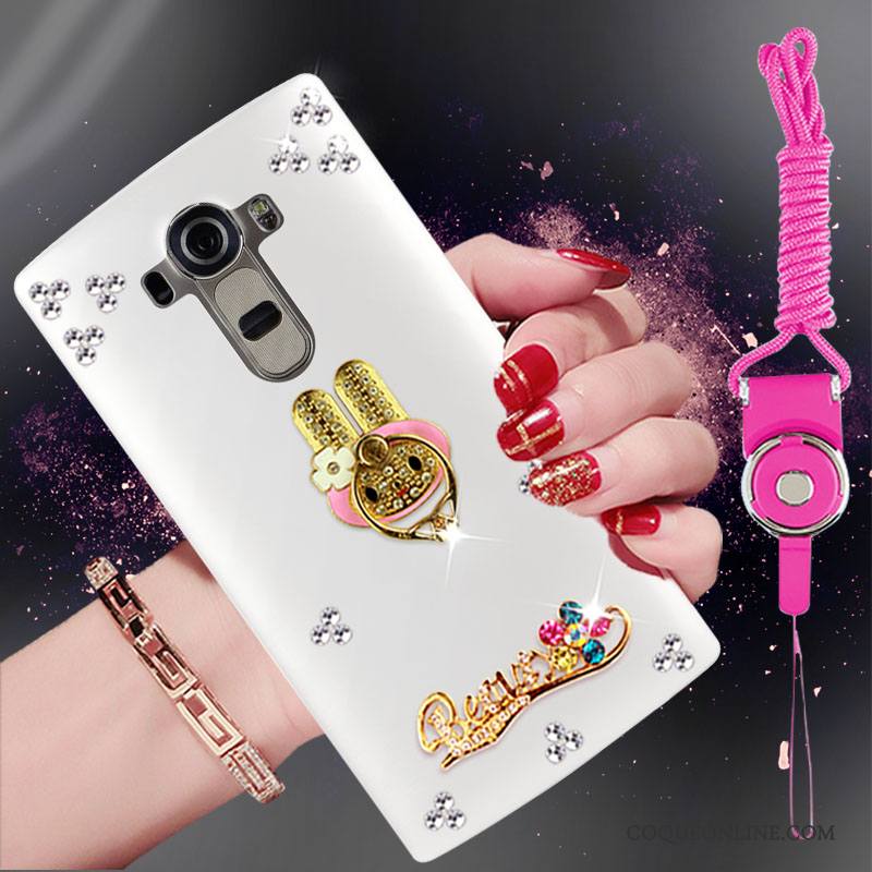 Lg G4 Coque En Silicone De Téléphone Protection Strass Étui Blanc Tendance