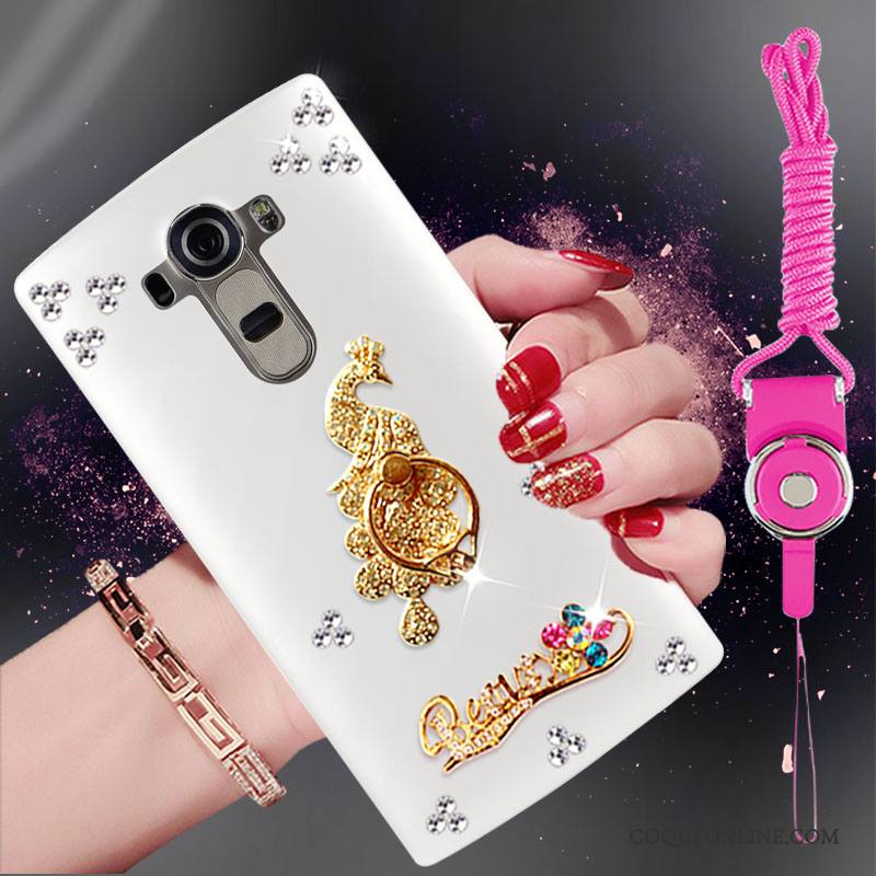 Lg G4 Coque En Silicone De Téléphone Protection Strass Étui Blanc Tendance