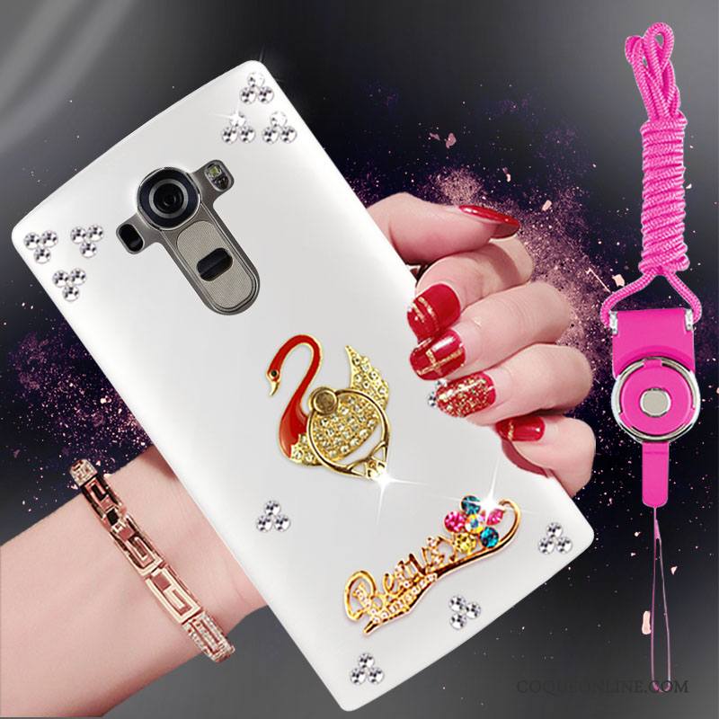 Lg G4 Coque En Silicone De Téléphone Protection Strass Étui Blanc Tendance