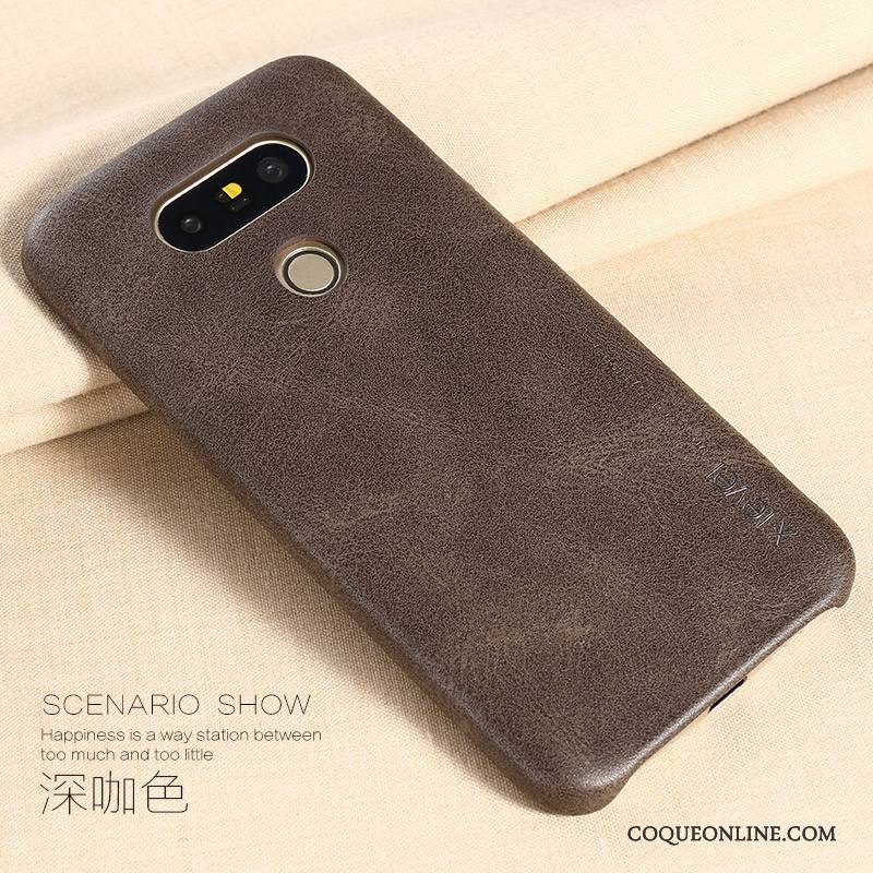 Lg G5 Coque Très Mince Étui Tendance Clair Marron Étui En Cuir Or