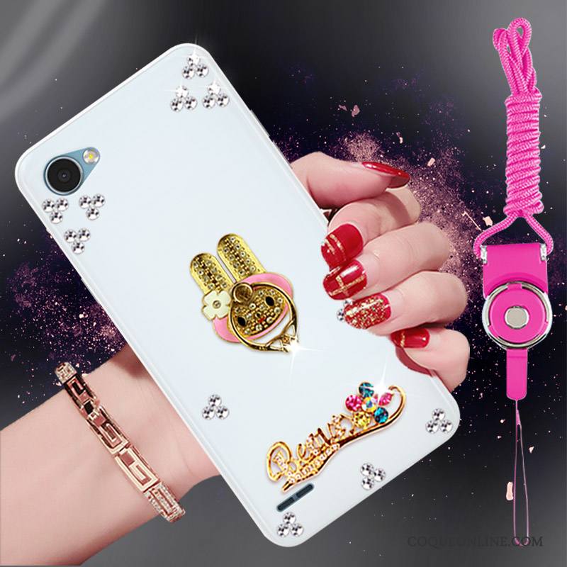 Lg G6 Coque De Téléphone Étui Fluide Doux Strass Protection Téléphone Portable Blanc