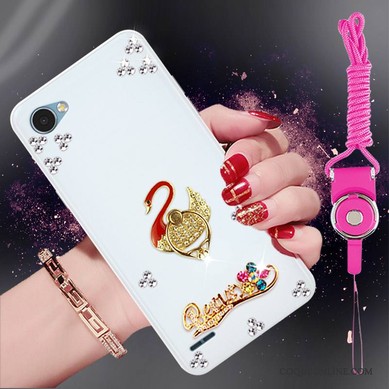 Lg G6 Coque De Téléphone Étui Fluide Doux Strass Protection Téléphone Portable Blanc