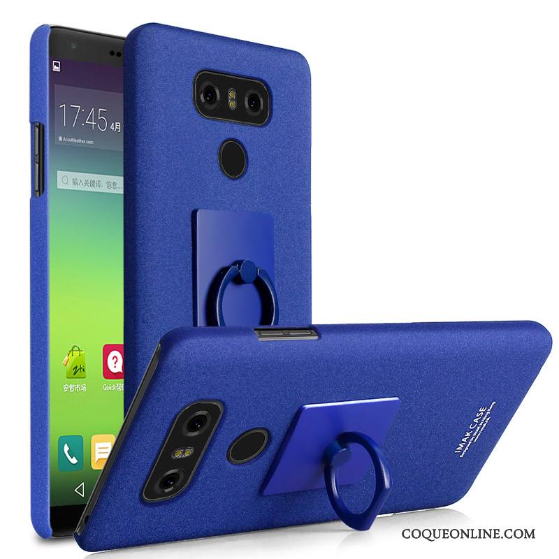Lg G6 Difficile Délavé En Daim Protection Coque Téléphone Portable Support Bleu