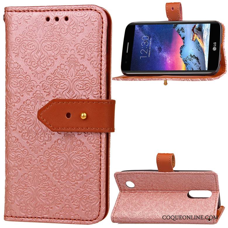 Lg K10 2017 Europe Clamshell Étui En Cuir Silicone Coque De Téléphone Fluide Doux Rose