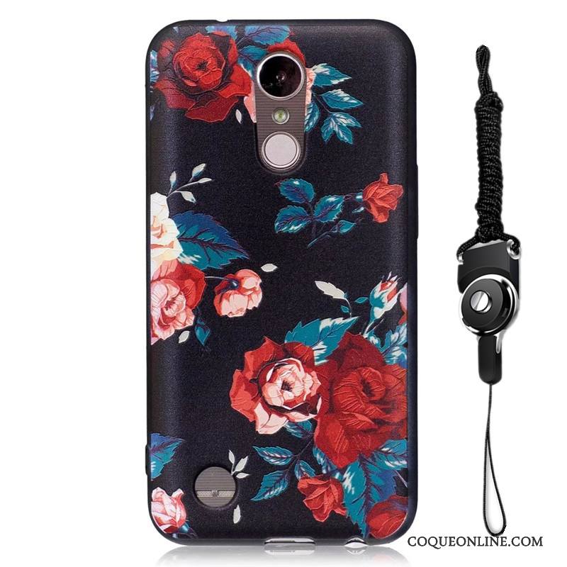 Lg K10 2017 Fluide Doux Délavé En Daim Noir Coque De Téléphone Protection Peinture Étui