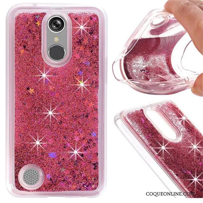 Lg K10 2017 Tout Compris Étui Silicone Rose Coque De Téléphone Argent Incassable