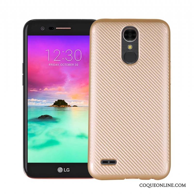 Lg K10 2017 Étui Fibre Protection Or Fluide Doux Coque De Téléphone