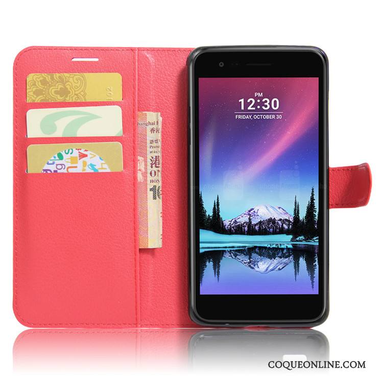 Lg K10 2017 Étui Incassable Protection Téléphone Portable Rouge Coque De Téléphone Étui En Cuir