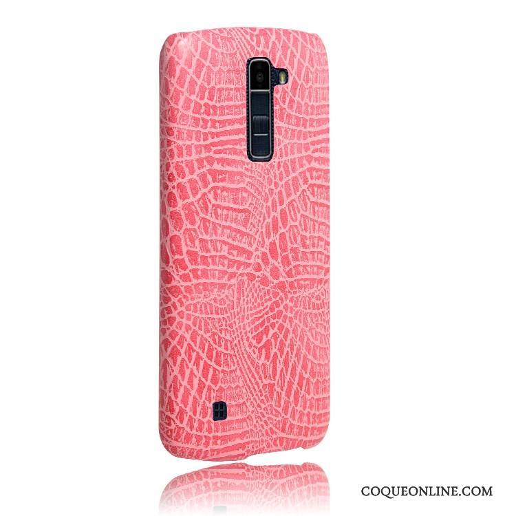 Lg K10 Étui En Cuir Crocodile Couvercle Arrière Rouge Coque De Téléphone Protection