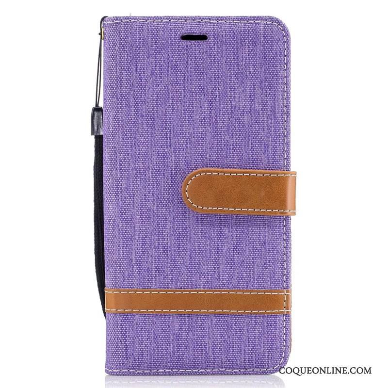 Lg K8 2017 Bleu Coque Housse Protection En Denim Portefeuille Étui