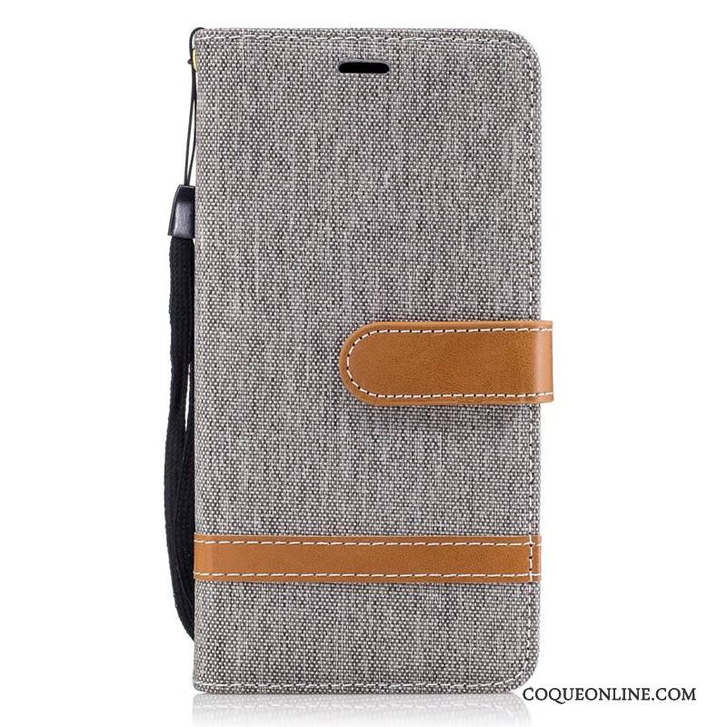 Lg K8 2017 Bleu Coque Housse Protection En Denim Portefeuille Étui