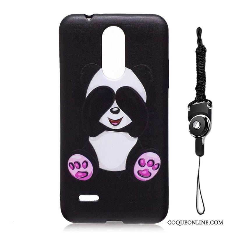 Lg K8 2017 Coque Noir Dessin Animé Gaufrage Étui Protection Ornements Suspendus