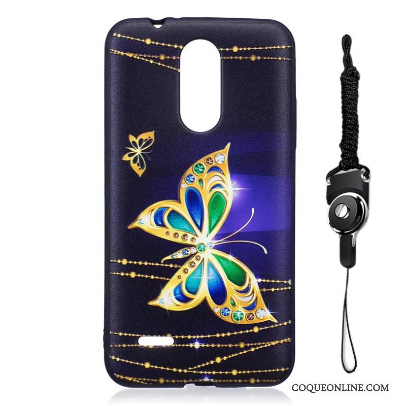 Lg K8 2017 Coque Noir Dessin Animé Gaufrage Étui Protection Ornements Suspendus