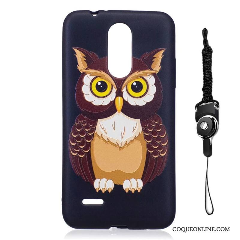 Lg K8 2017 Coque Noir Dessin Animé Gaufrage Étui Protection Ornements Suspendus