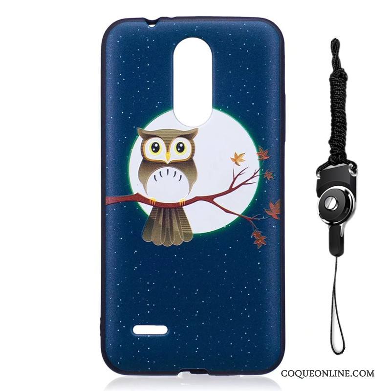 Lg K8 2017 Coque Noir Dessin Animé Gaufrage Étui Protection Ornements Suspendus