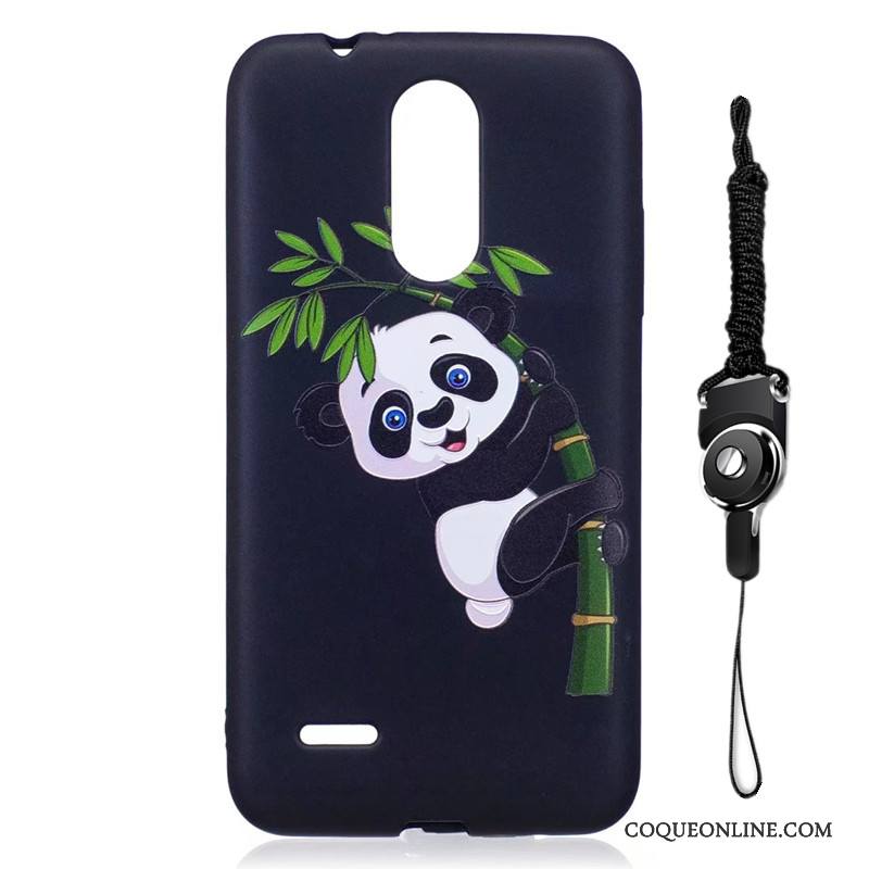 Lg K8 2017 Coque Noir Dessin Animé Gaufrage Étui Protection Ornements Suspendus