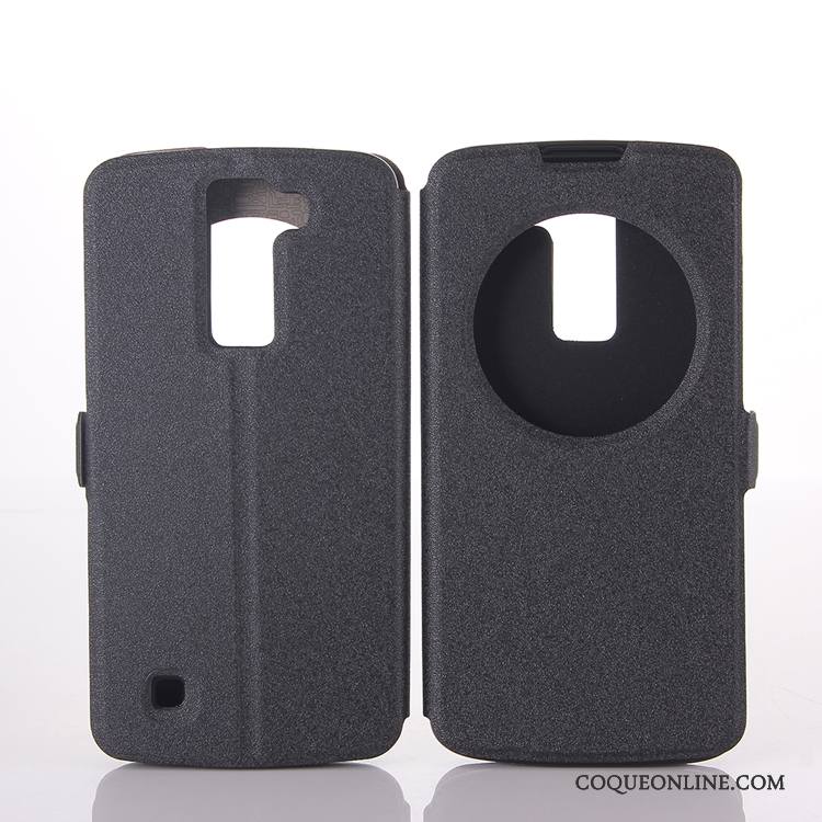 Lg K8 Coque Ouvrir La Fenêtre Tout Compris Protection Étui Étui En Cuir Or Housse