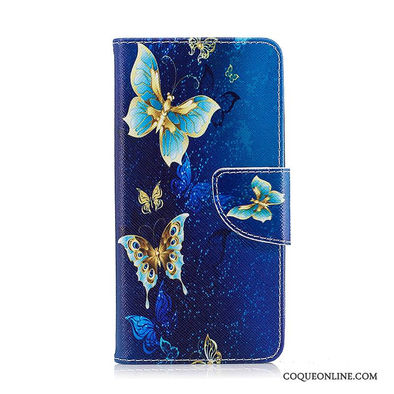 Lg K8 Coque Étui Étui En Cuir Peinture Dessin Animé Protection Housse Bleu