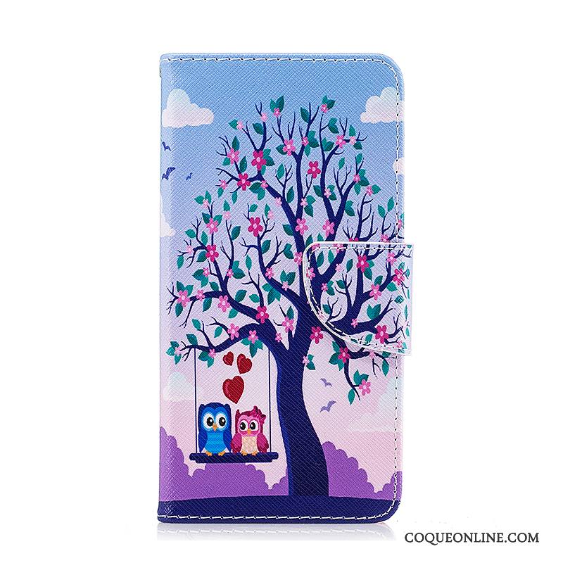 Lg K8 Coque Étui Étui En Cuir Peinture Dessin Animé Protection Housse Bleu