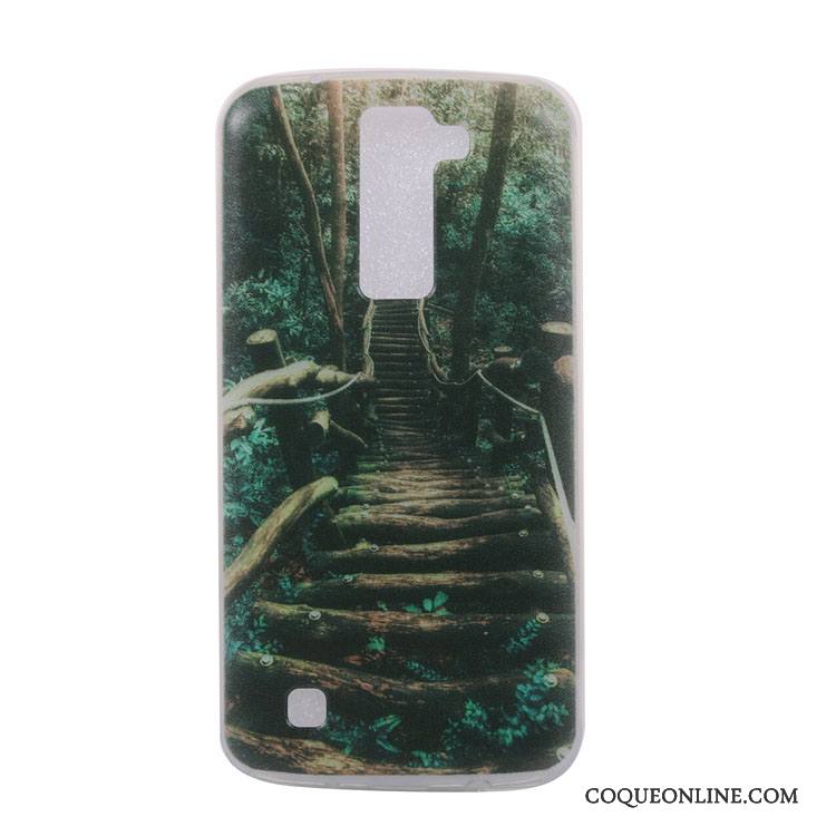 Lg K8 Dessin Animé Fluide Doux Peinture Coque De Téléphone Téléphone Portable Paysage Étui