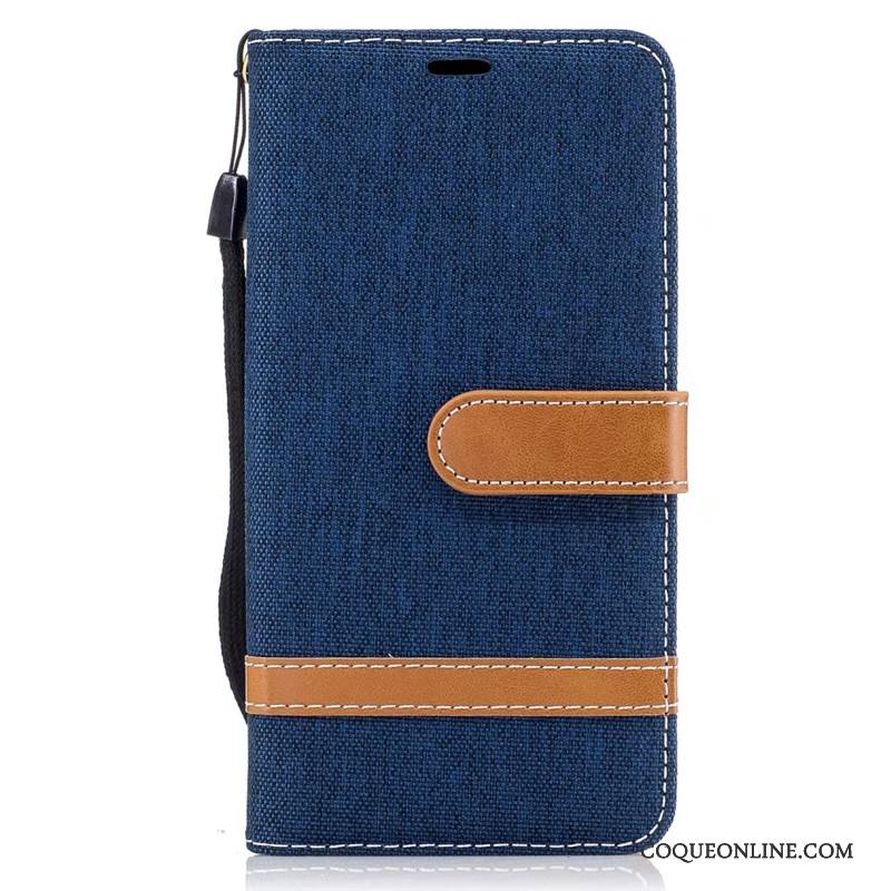 Lg K8 Housse Téléphone Portable Portefeuille Étui En Cuir Coque En Denim Rouge