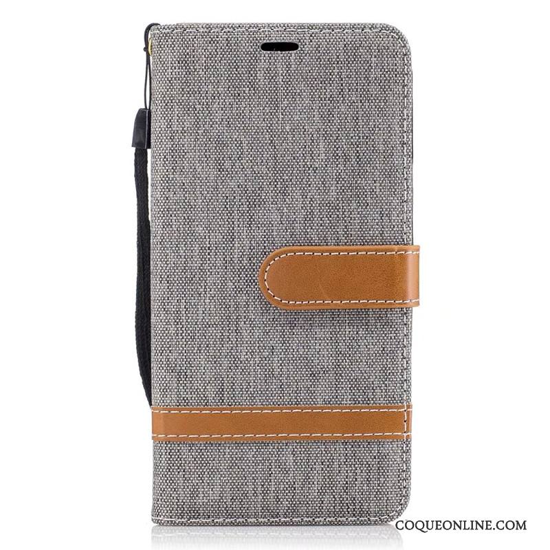 Lg K8 Housse Téléphone Portable Portefeuille Étui En Cuir Coque En Denim Rouge