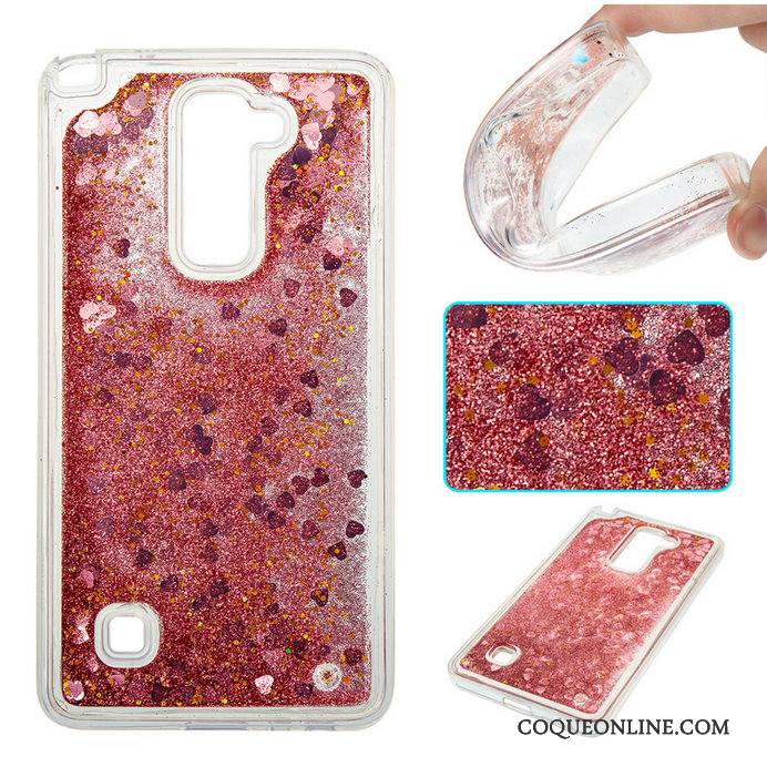 Lg K8 Protection Fluide Doux Coque De Téléphone Rose Étui Rouge Quicksand