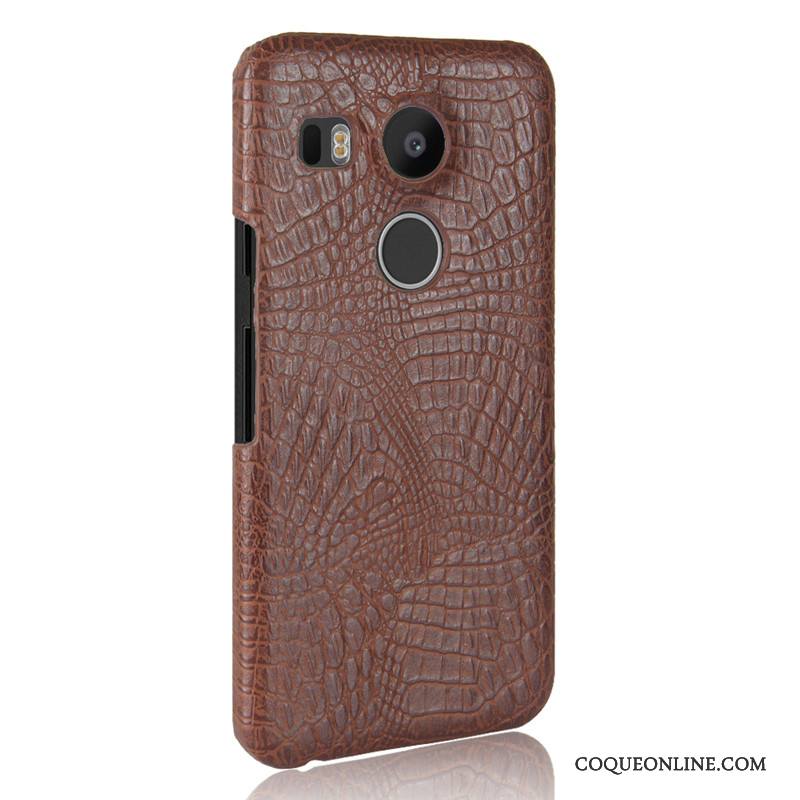 Lg Nexus 5x Coque Crocodile Modèle Business Modèle Fleurie Jaune Difficile Cuir Délavé En Daim