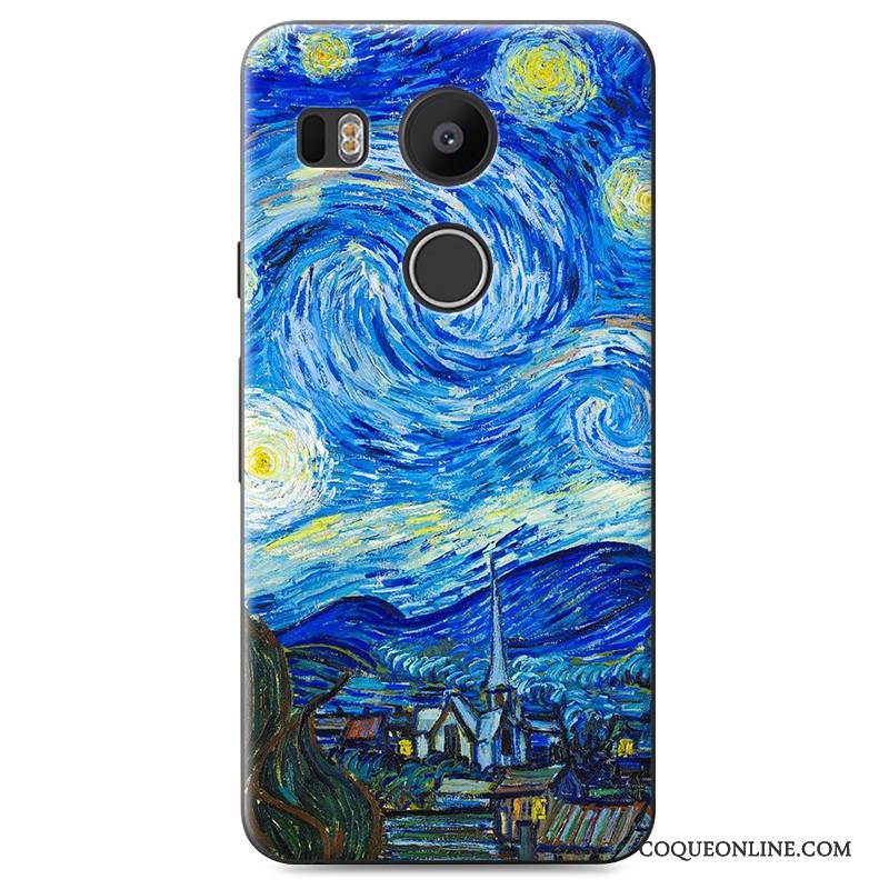 Lg Nexus 5x Peinture Étui Bleu Difficile Coque Dessin Animé De Téléphone