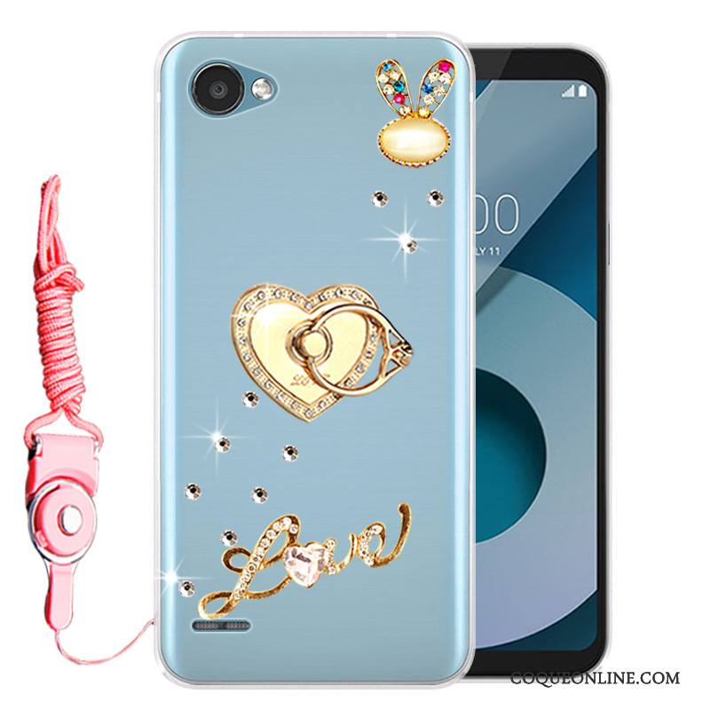 Lg Q6 Bleu Coque De Téléphone Fluide Doux Étui Strass Protection Téléphone Portable