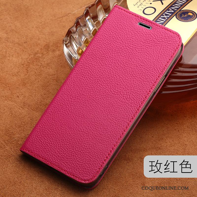 Lg Q6 Coque Étui Clamshell Tout Compris Or Rose Business Protection Cuir Véritable