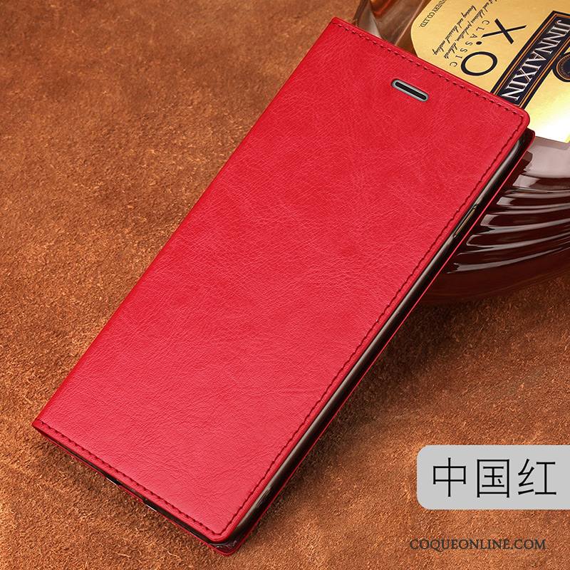 Lg Q6 Simple Cuir Véritable Vin Rouge Étui Tendance Protection Coque De Téléphone