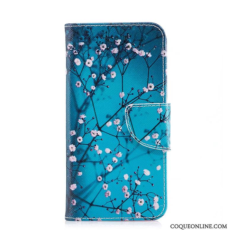 Lg Q6 Étui Coque De Téléphone Protection Étui En Cuir Peinture Bleu Housse