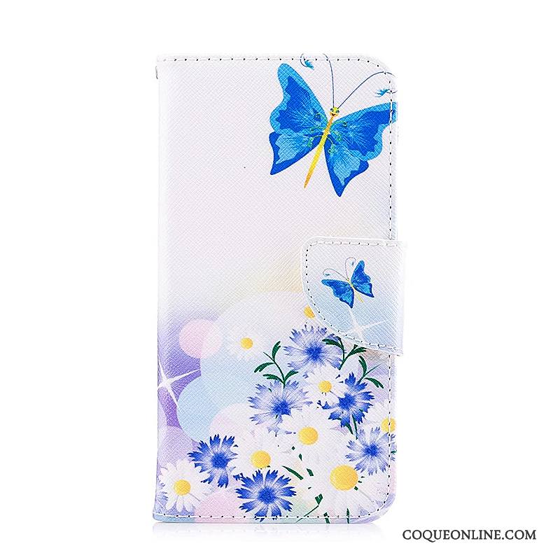 Lg Q6 Étui Coque De Téléphone Protection Étui En Cuir Peinture Bleu Housse