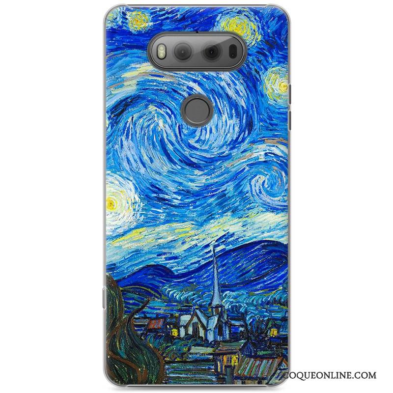 Lg V20 Coque Protection Créatif Personnalité Bleu Peinture Difficile Étui